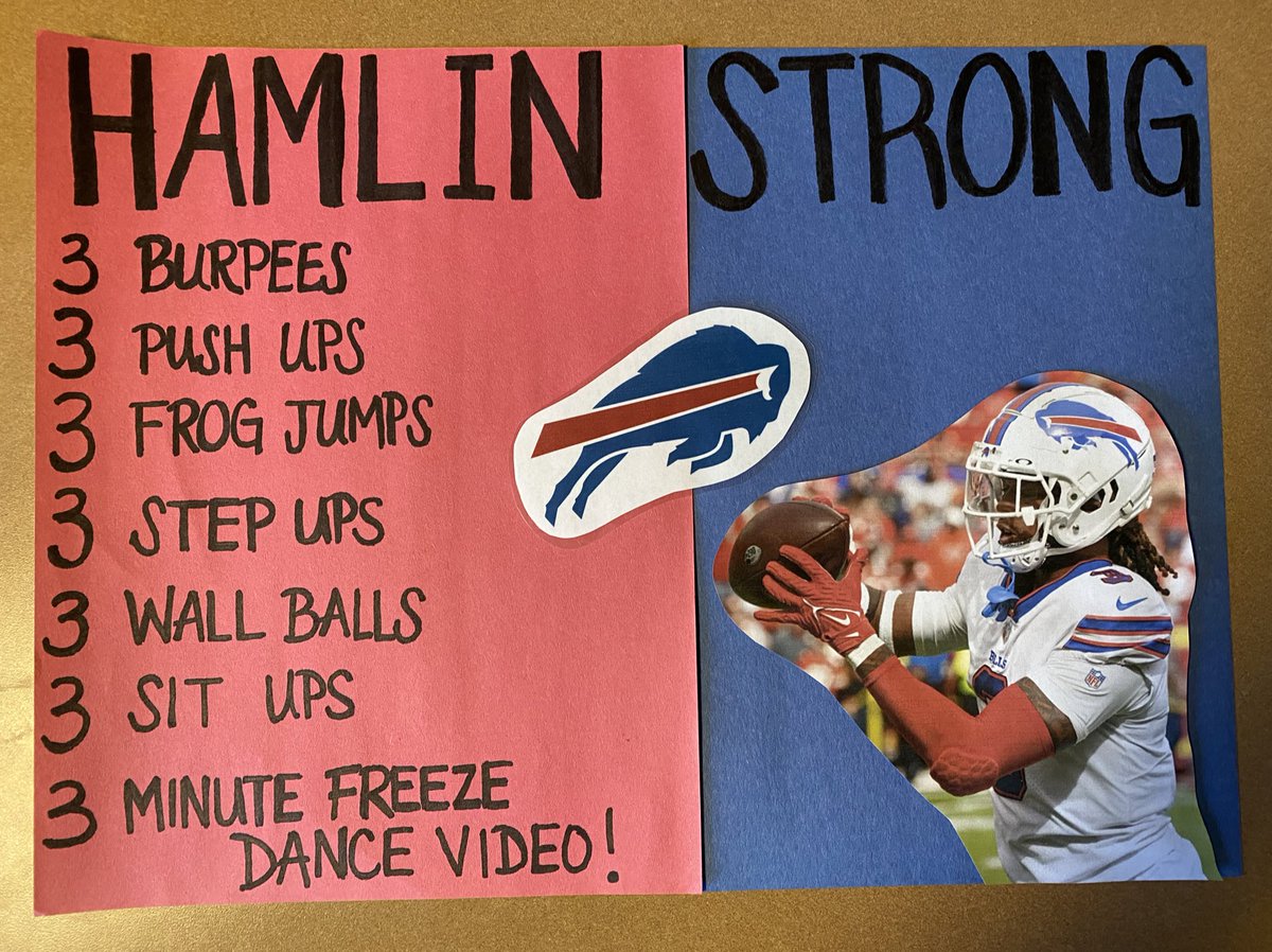 AlainaMelissa's tweet photo. Our BPS physical therapy kids were #HamlinStrong today, wearing their red and blue proudly❤️💙 

@HamlinIsland @BuffaloBills https://t.co/gC0nt2pMRF