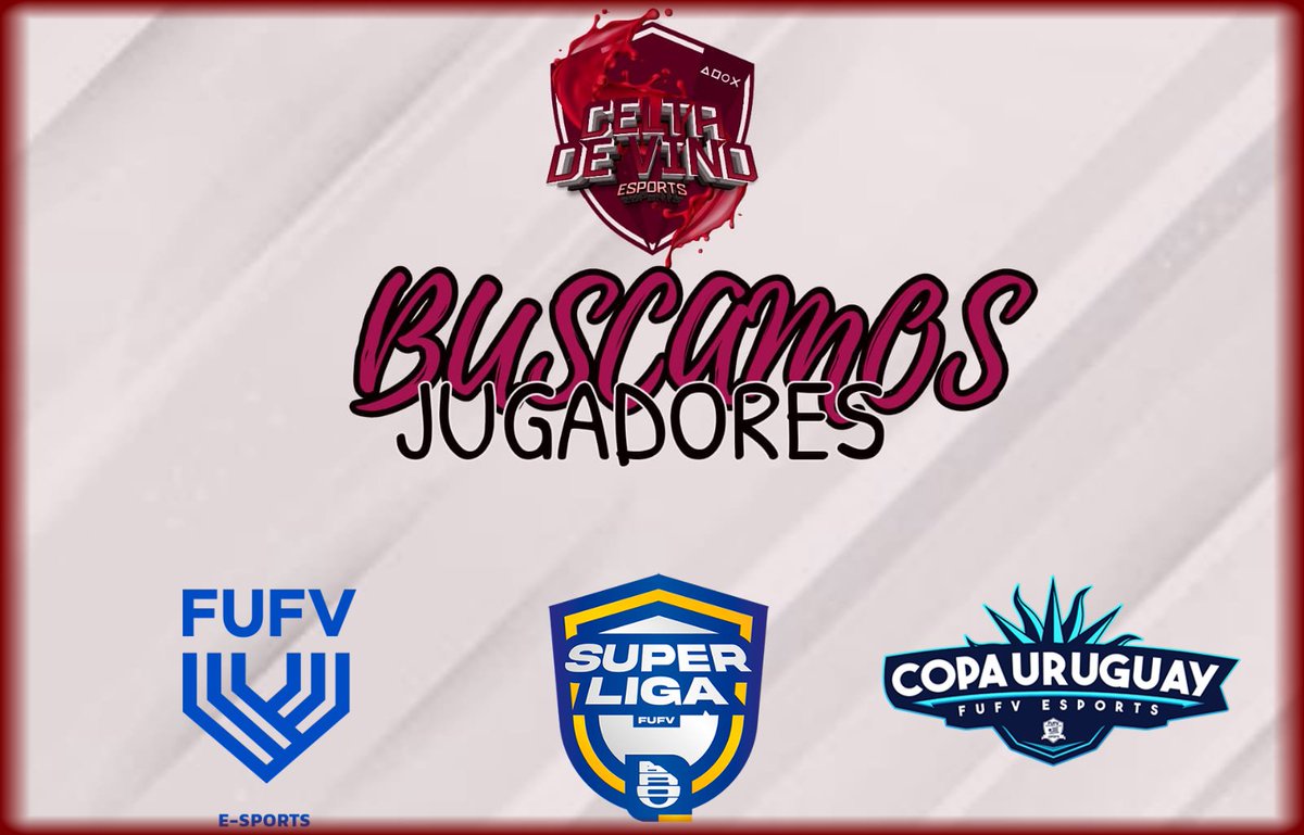 CeltadevinoUY's tweet photo. 🔻BUSCAMOS JUGADORES!
El @CeltadevinoUY esta buscando jugadores en todas las posiciones para reforzar su plantel. 🍷⚽

▫️Requisitos:
🔸Compromiso y disponibilidad.
🔸Experiencia en el puesto.

Interesados hablar al MD 📩 
@FufvFichajes
@IESAFichajes https://t.co/pLOCqw9H50