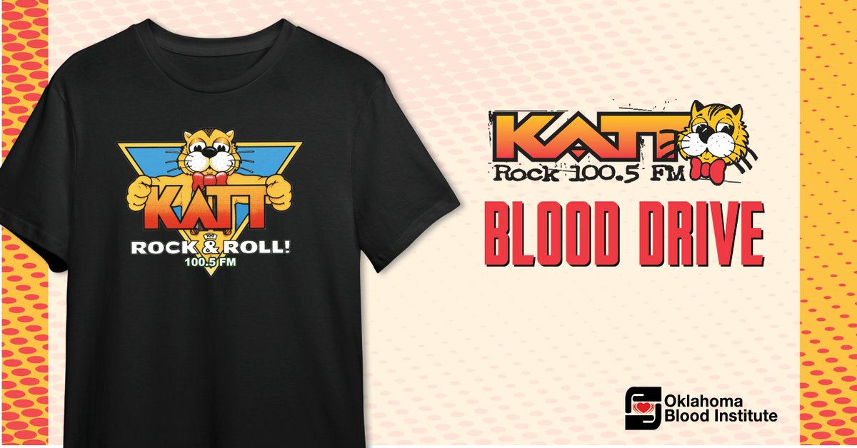 Our 38th Annual KATT Blood Drive is TOMORROW from 10am-4pm! 11 Locations across the state! Donors will receive a FREE KATT t-shirt while supplies last! Roll up your sleeve and help save lives!

Find a location near you! KATT.com/Blood 

@okblood