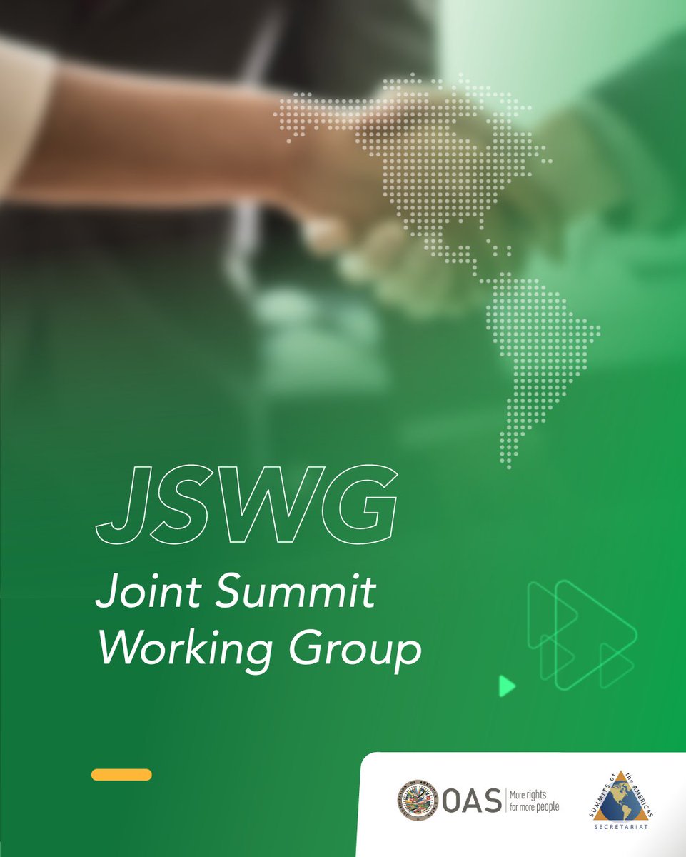 SummitAmericas's tweet photo. The #SummitProcess fosters the collaboration of international and regional organizations with States to promote the well-being and sustainable development of the Americas.
Learn about the mandates that include #JSWG member entities here: π https://t.co/so7UkxwBqh π€π https://t.co/4ijeDZSUJ3