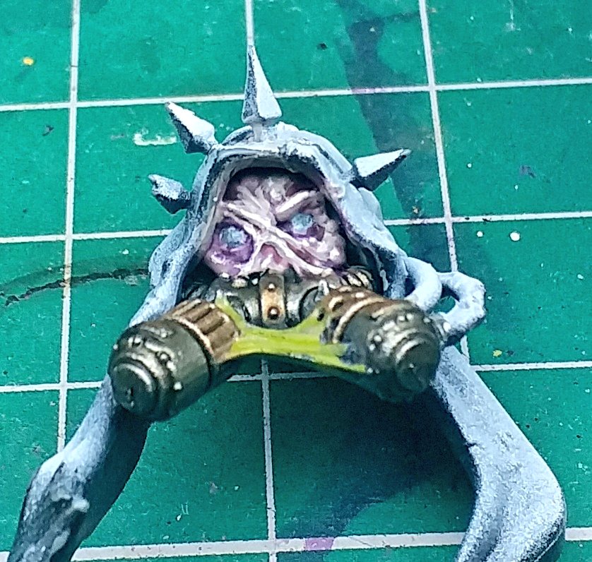 MLC_40k's tweet photo. #hobbystreak day 6. Another #mortarion #wip update. Metallic's on the re-breather and backpack added and grimed up. Noticed more flesh where the wings attach so I know what I'm doing next lol. #warhammer40k #WarhammerCommunity #Warmongers #paintingminiatures #deathguard https://t.co/bJvuDLdegV