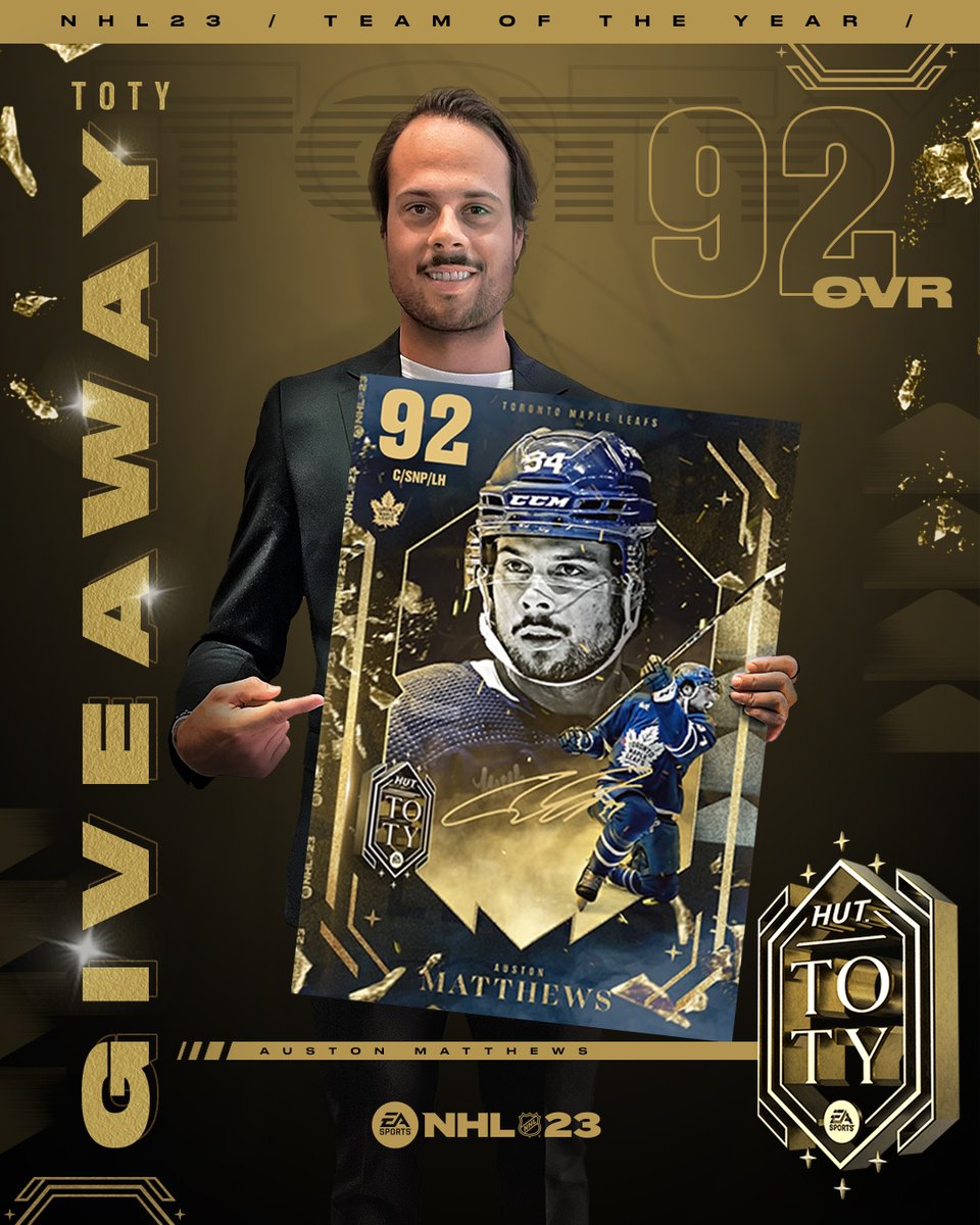 EASPORTSNHL's tweet image. 🚨 TOTY GIVEAWAY 🚨

Retweet and reply with #NHL23 TOTY + McDavid or Matthews for a chance to win their item in HUT 🏅🎮

TOTY is live now in NHL 23!
➡️ x.ea.com/75992