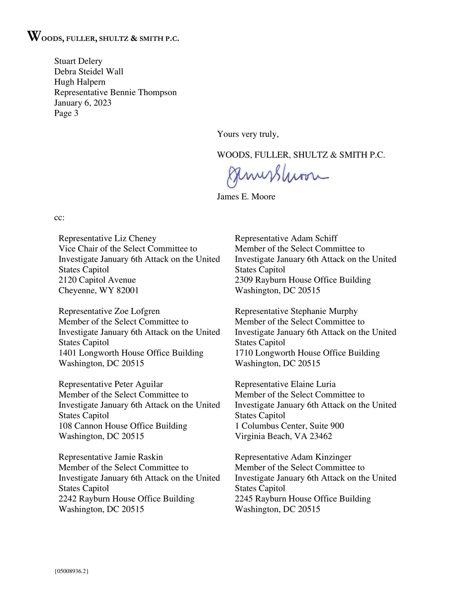 My lawyers have asked the <a href="/WhiteHouse/">The White House</a>, the <a href="/USNatArchives/">U.S. National Archives</a>, and <a href="/BennieGThompson/">Rep. Bennie G. Thompson</a> which of them is responsible for leaking the Social Security Numbers of me, my husband, my 3 kids, and my son-in-law.

What specific measures and remedies will be taken to protect our identities?
