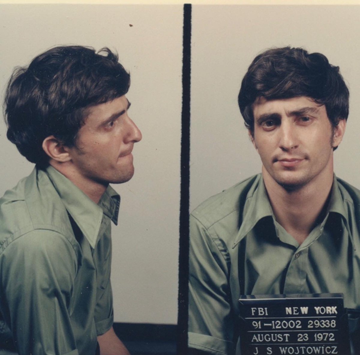 HistoryInPics's tweet photo. Mugshot of John Wojtowicz who famously tried to rob a bank in 1972 to pay for his wife Eden’s gender reassignment surgery.

His wife ended up leaving him… https://t.co/9F2DW5cP4P