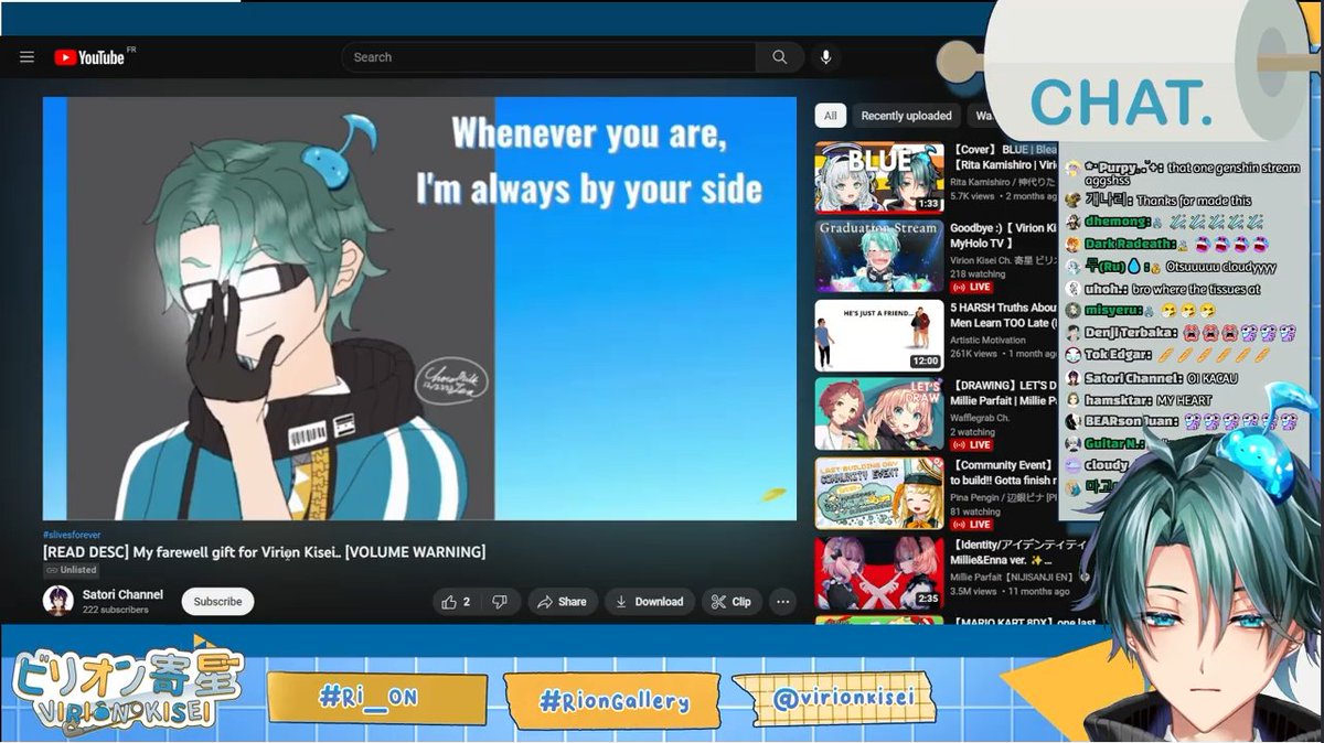 ChocoMilkTeaYT's tweet photo. Thank you Satori & Cloudy for organizing this project!
I'm glad Rion gets to hear a chorus of #Slives before he moves on from Vtubing💧🥺
OTSUSLIVES💧 o7
I submitted my chorus vocals to Satori as well as giving the perms to Cloudy to feature my fanart in the slideshow💧
#Ri_ON https://t.co/1CJbm9erUY