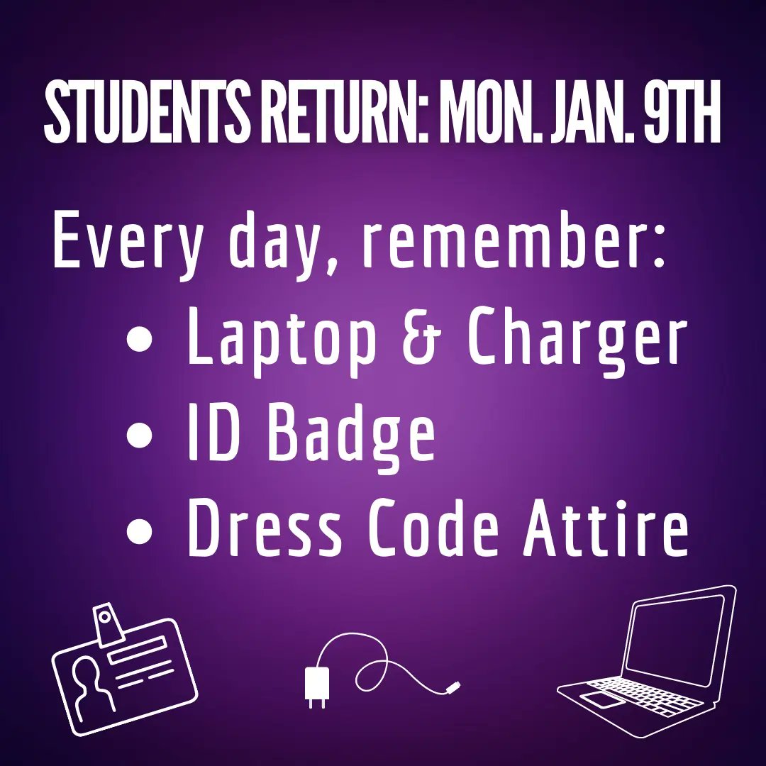 Happy New Year, Panthers!! We will see you Monday morning. All students report to your FALL semester 1st Period &amp; await further instructions. 💜🩶🐾