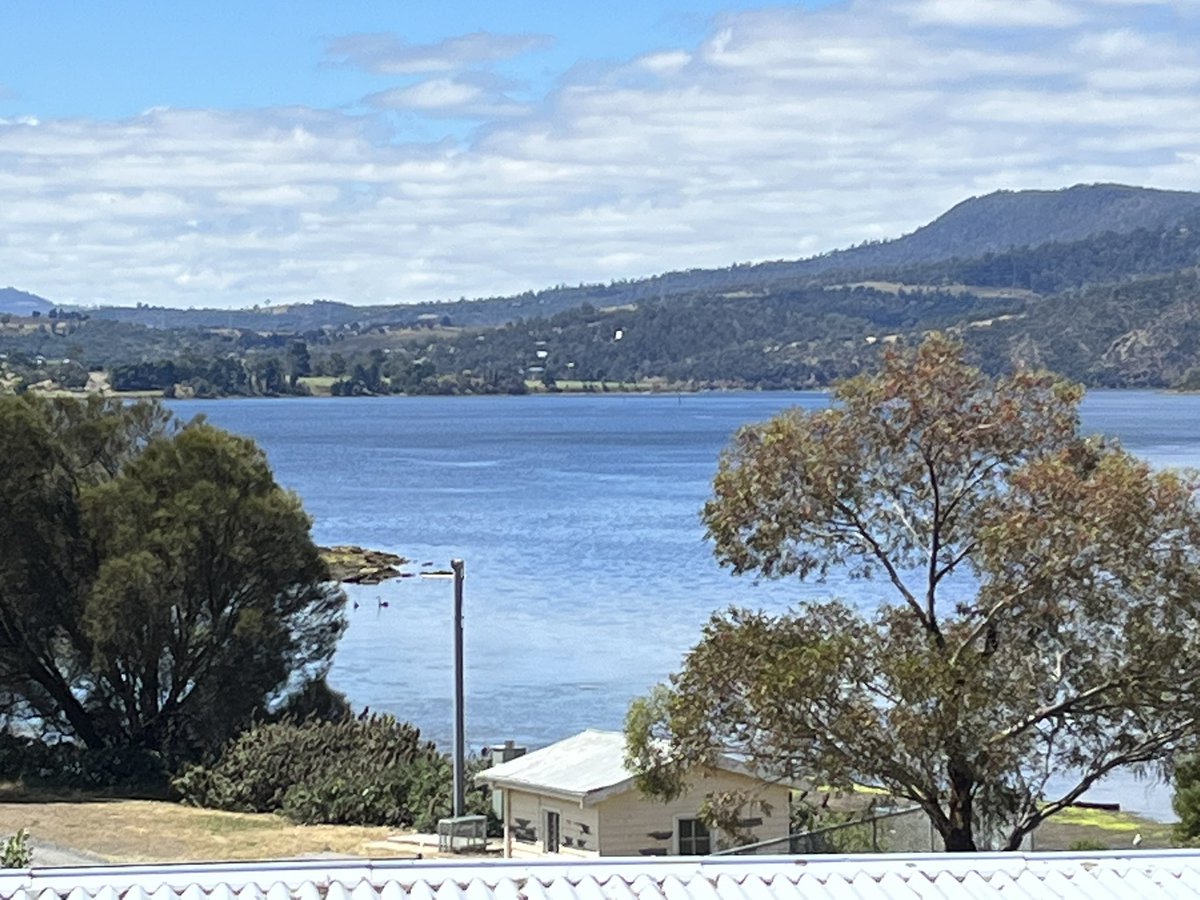 JudithClarke54's tweet photo. In Hobart for Cadbury 21.1k tomorrow. The view from my motel balcony isnโt too shabby. The Bowen Bridge which we will run over, down the Derwent River, Mt Wellington & the ferry to Mona Art Gallery arriving #niceSaturday #keepsafe https://t.co/9p41YMW2sV