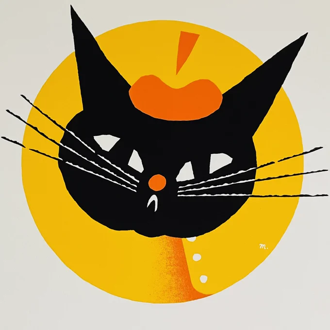 2月の個展用原画 #黒ねこ意匠 #くろねころびんちゃん #原画 