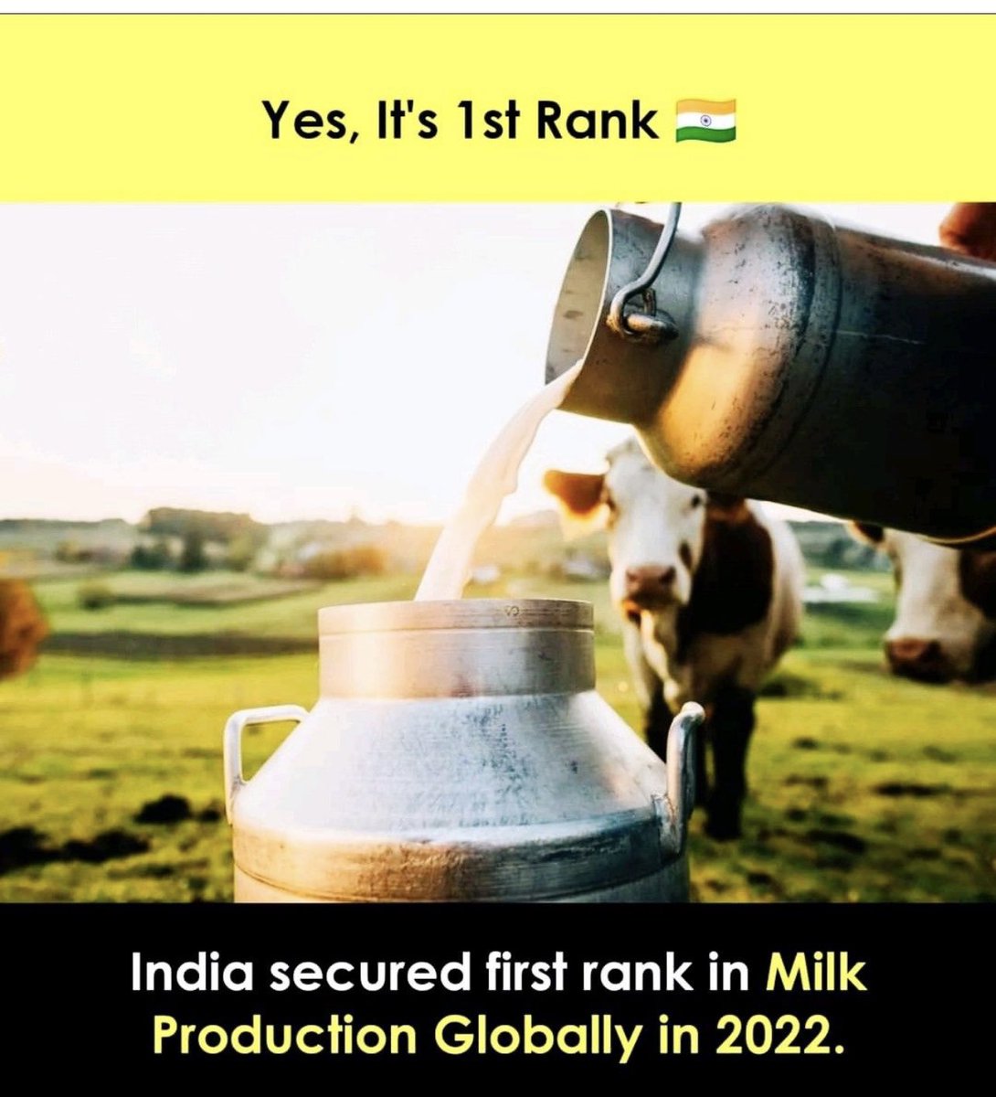 India clinched the top position in milk production for year 2021-22 . The country is now contributing to a quarter of global milk production. #india #globalproduction #dairyfarm #governmentofindia