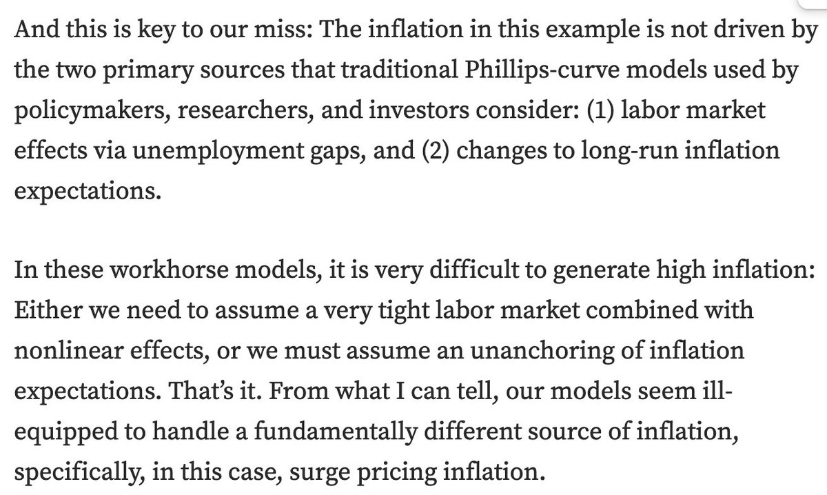I can't stress enough how different this view by <a href="/neelkashkari/">Neel Kashkari</a> about "surge inflation" is to the dogmatic insistence on raising unemployment as being the key to lowering inflation, best exemplified by statements by <a href="/LHSummers/">Lawrence H. Summers</a>.

x.com/neelkashkari/s…