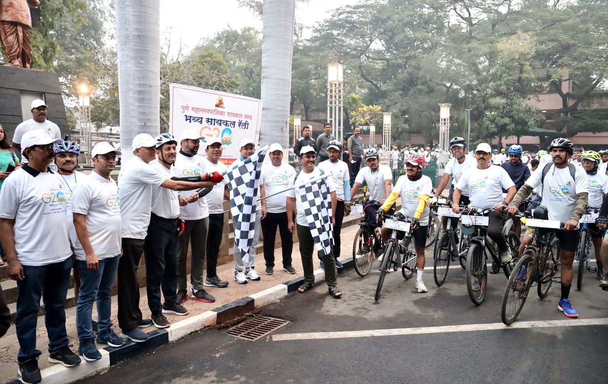 Info_Pune's tweet photo. .@PMCPune  सायकल क्लब तर्फे  #G20 #सायक्लोथॉन २०२३ चे आयोजन. नागरिकांचा उत्स्फूर्त प्रतिसाद.

#G20meetingPune
#G20India
@MahaDGIPR
@PIBMumbai https://t.co/w8I9qlsqTa