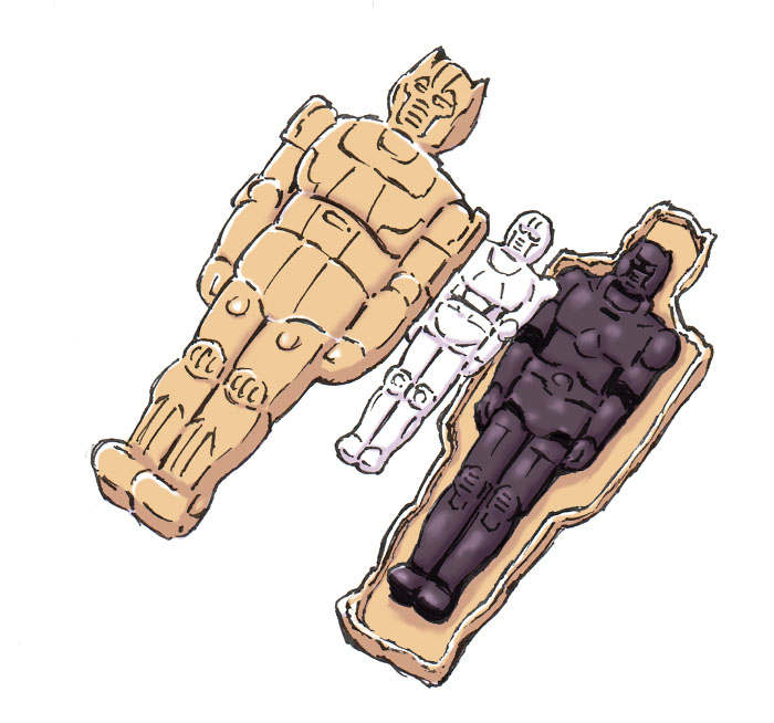 ゴーディアンって 今までいくつか合体フィギュア出たけど、スケルトンというか クリアーボディで出そうって案はなかったんだろうか?
どうでもいいけど、以前描いたモナカを置いときます。 