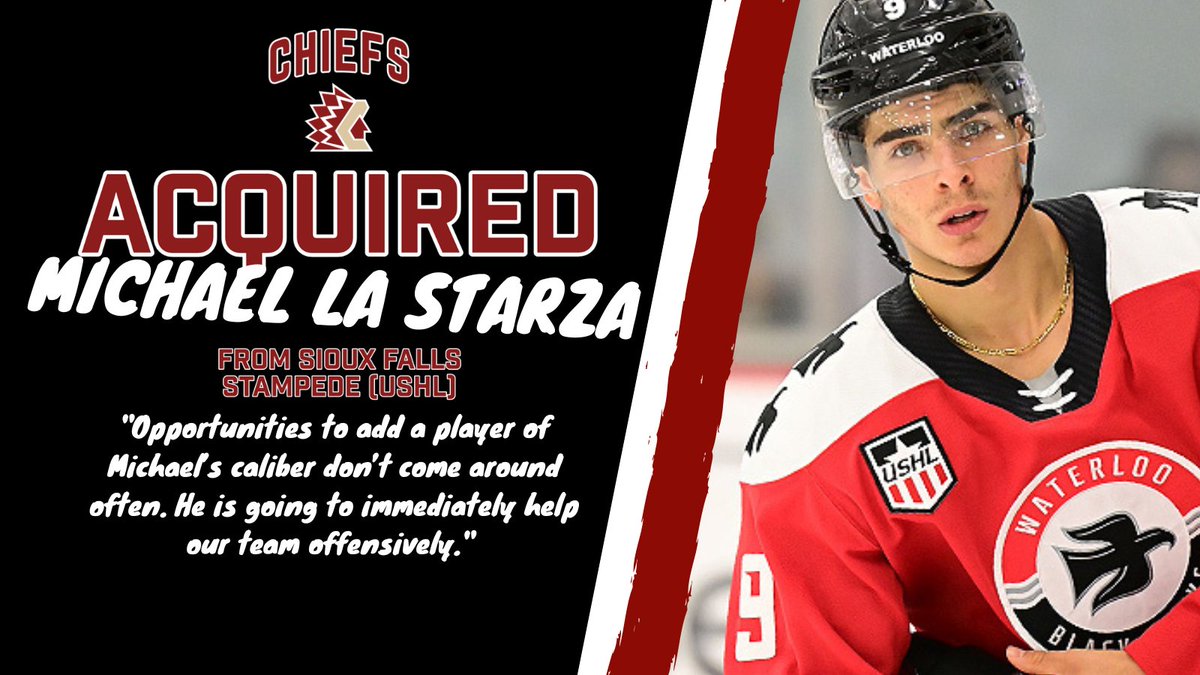 Chiefs_Hockey's tweet photo. NEWS: Chiefs Acquire La Starza from USHL Stampede

"We look forward to helping Michael round out his game to continue to prepare for college. This is a really good day for our hockey club."

🔗 https://t.co/2dfmYebOMB https://t.co/Xt7Q3pBXul