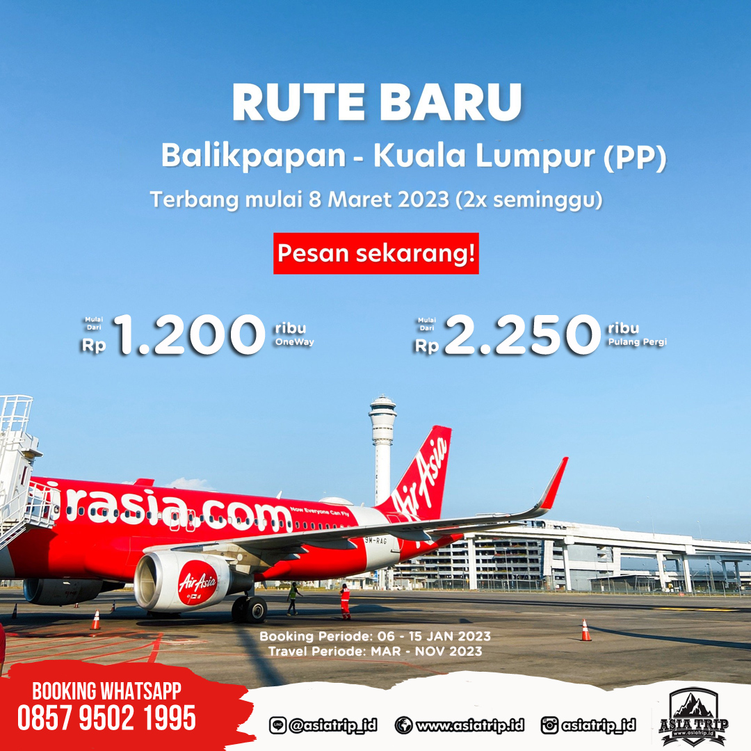 asiatrip_id's tweet photo. TAHUN BARU, #RUTEBARU! ✈️🥳
Kali ini #Balikpapan - #KualaLumpur hadir untukmu!
Pesan sekarang harga #OneWay mulai dari Rp 1,2jutaan 😍
#PulangPergi mulai dari Rp 2,2jutaan 💕
#Reservasi @asiatrip_id
WhatsApp: 085795021995
#exploremalaysia #balikpapanhits https://t.co/9VLkyX4zc1