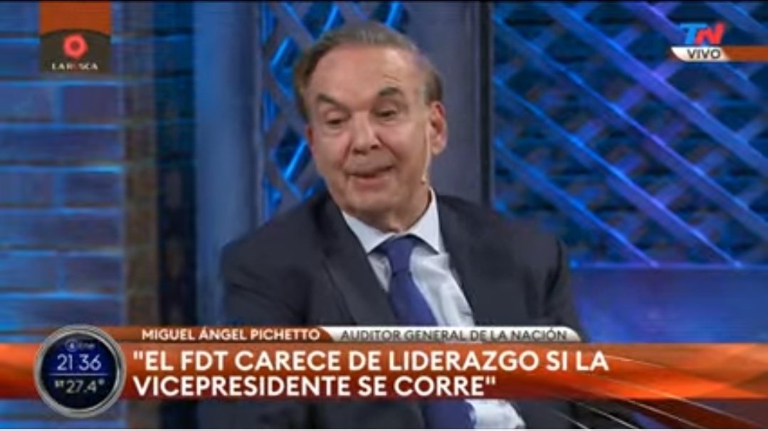 "El FDT carece de liderazgo si la vicepresidente se.corre"
<a href="/MiguelPichetto/">Miguel Ángel Pichetto</a> en #LaRosca