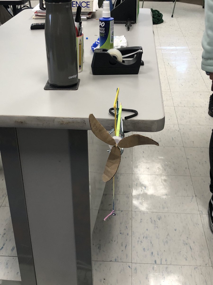 Using recycled goods, @StemEarly students have designed and built a wind turbine that can raise a suspended load. Great opportunity for them to build and test a prototype, establish criteria for evaluating prototypes, record results and explain what improvements can be made. #VCS