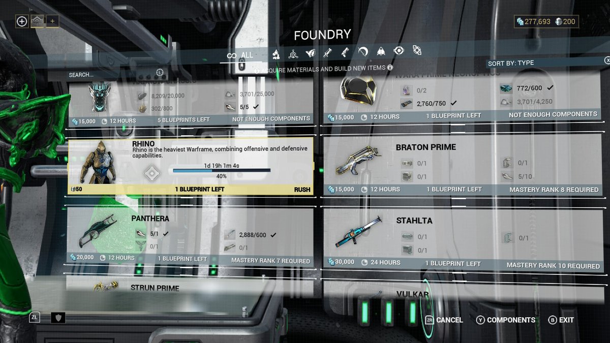 DrTeaBag's tweet photo. Finally playing Warframe and almost done buildingthe Rhino as first 'frame 
#NintendoSwitch https://t.co/wwLL03HVnF