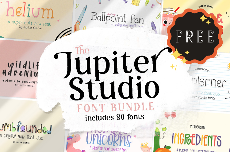 faiqma's tweet photo. The Jupiter Studio Font Bundle features 80 creative and high quality fonts, covering all your crafting needs available for FREE!
https://t.co/Tm9zaHiszP https://t.co/UwZ9gIONCa