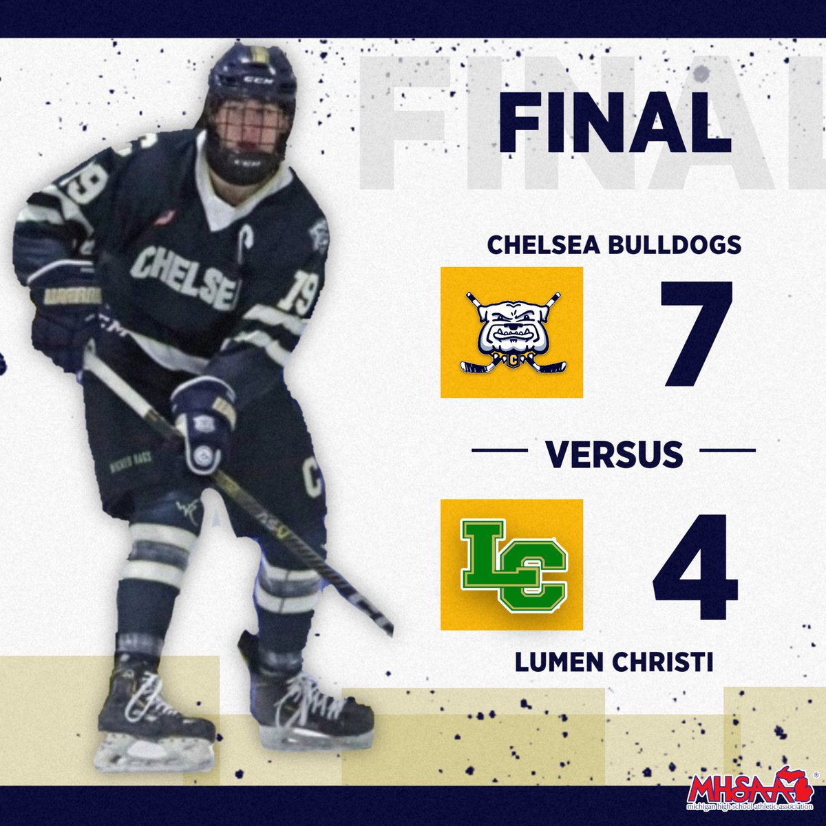 CHS_VHockey's tweet photo. Final. #gobulldogs #onechelsea #letsgo #workhardplayhard @ChelseaBulldogs @statechampsmich @MadMagyar6 @SunTimesSports https://t.co/K9JhLLOmEE