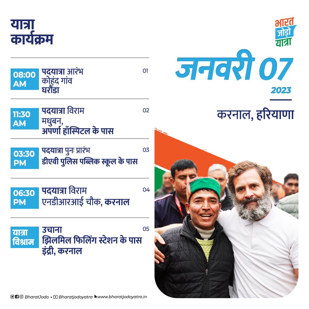 DYCChaibasa's tweet photo. बात खेल के मैदान की हो या सरहद की...हरियाणा का हौसला और इसके इरादे हमेशा ही बुलंद रहे हैं।

फिर जब बात भारत जोड़ने की हो तो यहां के लोग पीछे कहां रहने वाले हैं...तो इसी उत्साह और उमंग को लिए आज #BharatJodoYatra घरौंडा से चलकर एनडीआरआई चौक, करनाल तक जाएगी। https://t.co/virPxRilcF