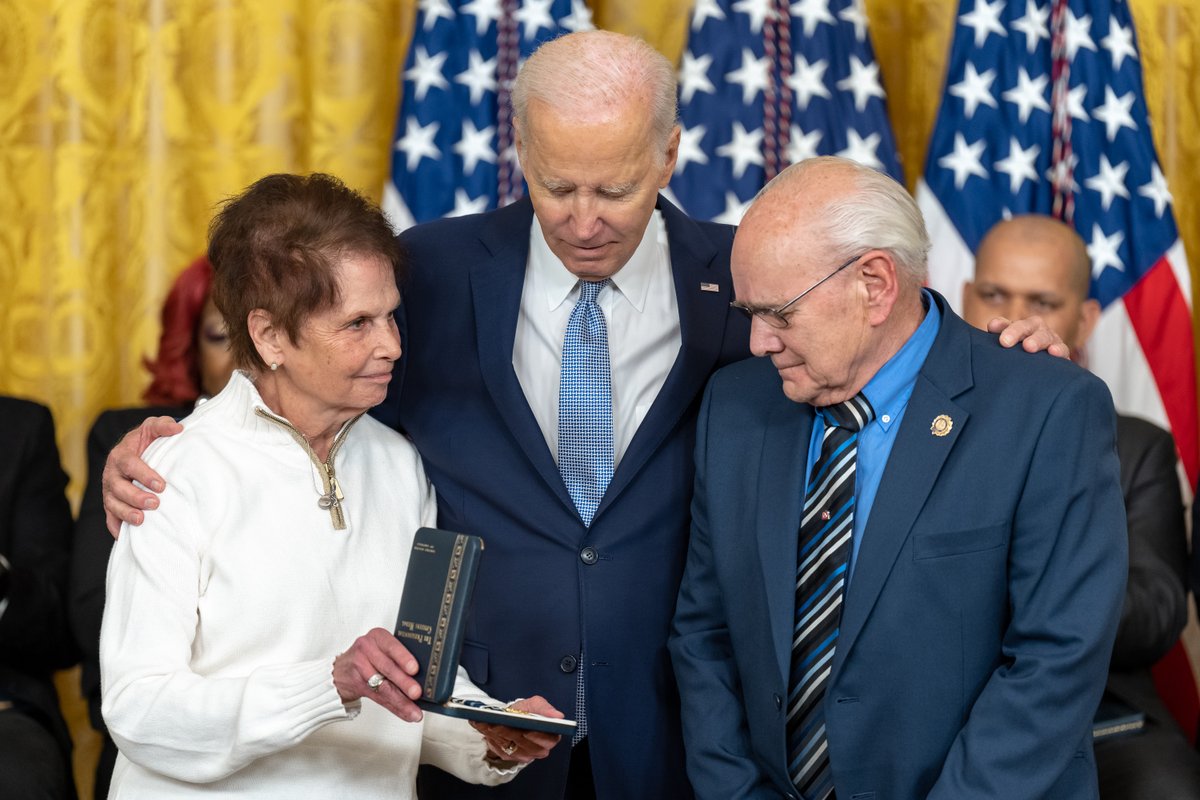 President Biden awards the Presidential Citizens Medal to Charles and Gladys Sicknick.