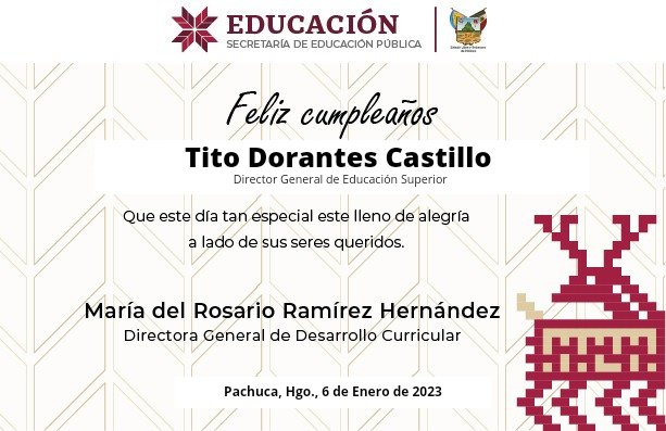 Nuestros mejores deseos para el Lic. Tito Dorantes Castillo, Director General de Educación Superior de #SEPH por su cumpleaños, deseando lo mejor hoy y siempre. Atte Mtra. <a href="/rosariorh22/">María del Rosario Ramírez Hernández</a> Ramírez Hernández #DGDC