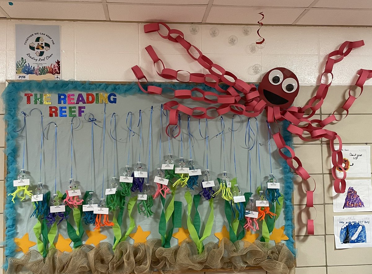 VanessaBozek's tweet photo. This years PARP theme is Together We Can Keep The Reading Reef Clean. We can use reading to help reduce, reuse and recycle materials in our environment and keep our oceans clean. Here is a sneak peak of what is yet to come. @OceansideSch2 @LorieDawson9 https://t.co/srqAOG7VNv