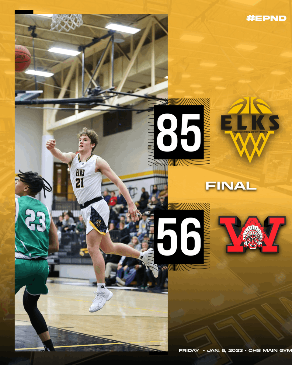 Elks WIN in front of a sold out crowd. Leading the Elks were Gabe Cupps and Jonathan Powell. Each had 22 points!!