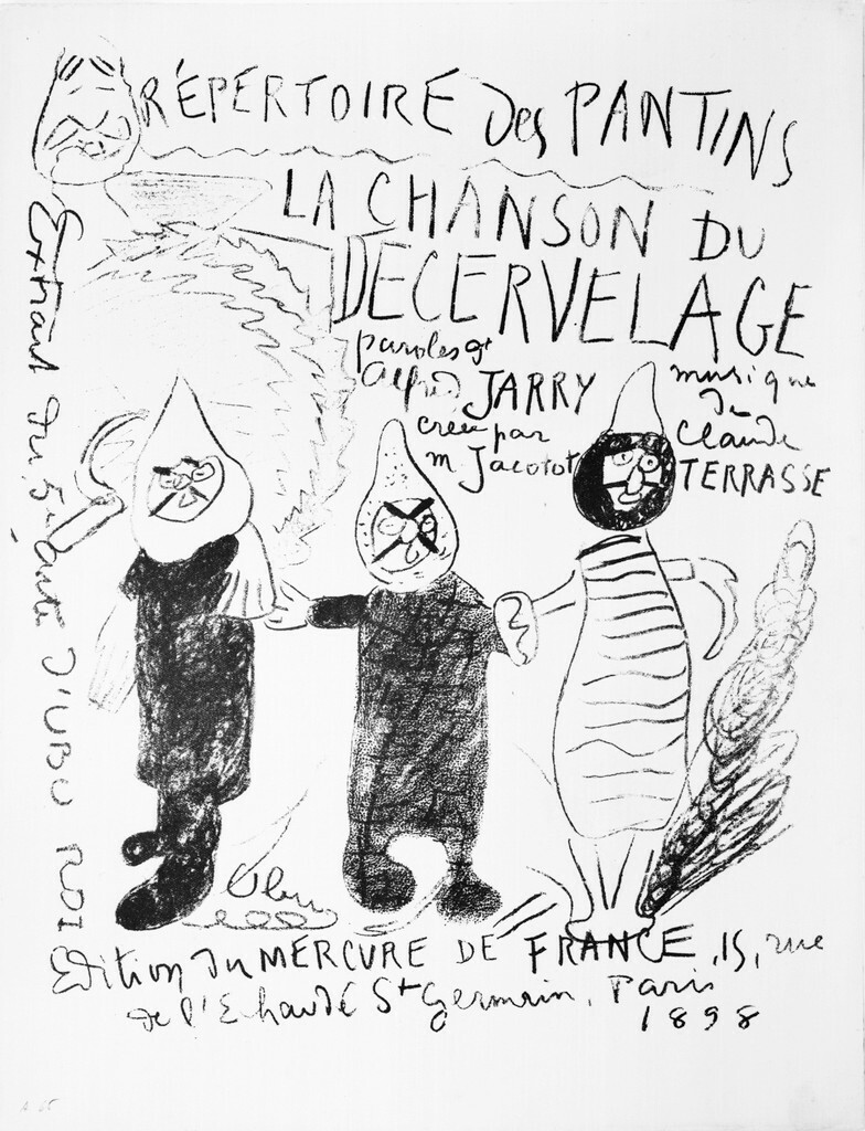 Alfred Jarry, La Chanson du decervelage (a song sheet cover for the production of 1898 in the Theatre des Pantins), 1898 #alfredjarry harvardartmuseums.org/collections/ob…