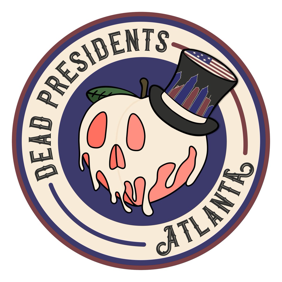 haleybmurphy13's tweet photo. today's project was a logo for @DeadPresATL, featuring a dripping peach skull, complete with a tophat detailing the Atlanta skyline and American flag. This was a fun one, and I'm loving working with these SGs to bring their visions to life! https://t.co/6HBssZeJV6