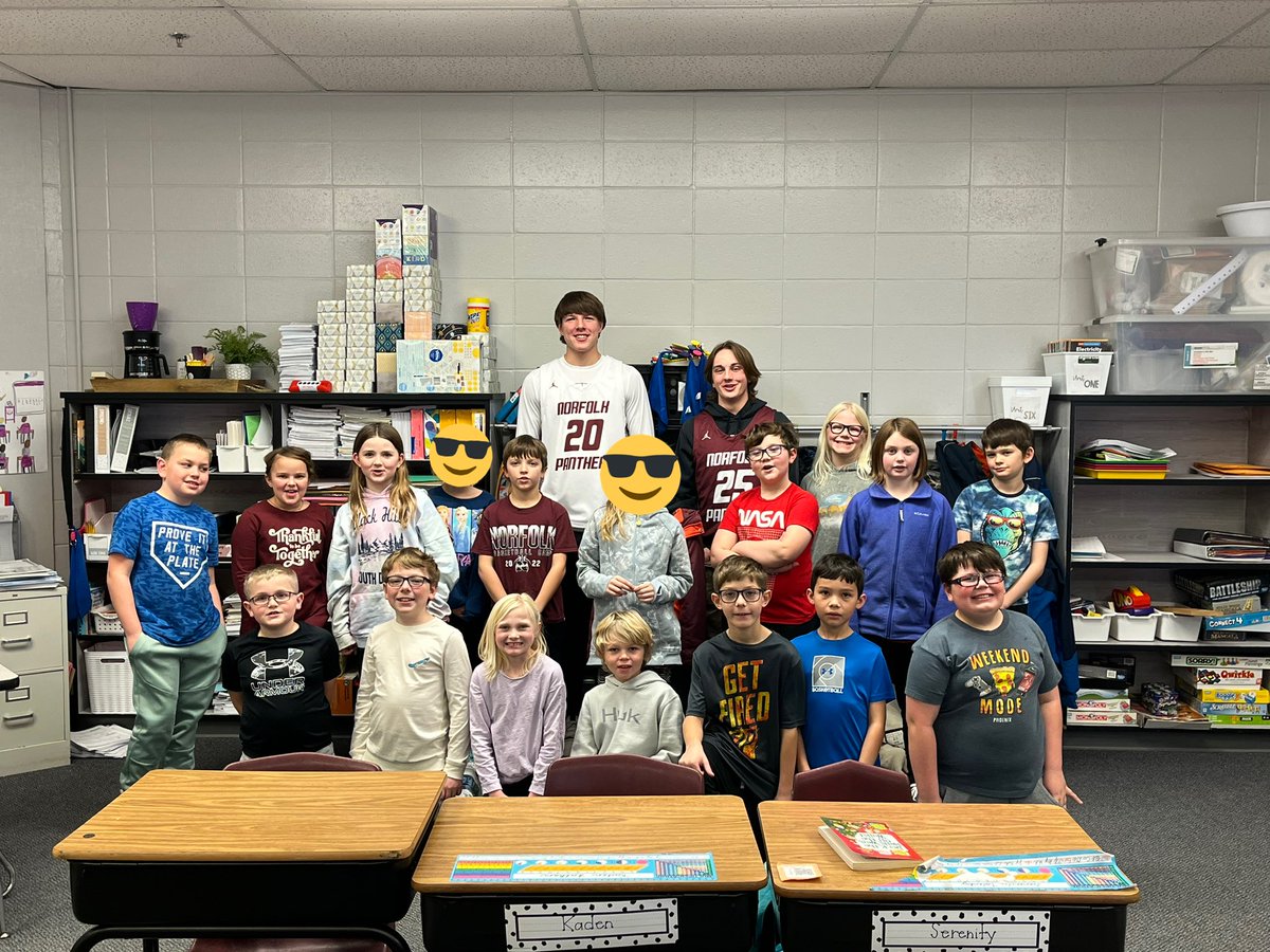 haneemae's tweet photo. Thank you to the @npspanthers boys basketball team for coming to read to us! Good luck tonight! Go Panthers! https://t.co/p5EIieSVVv