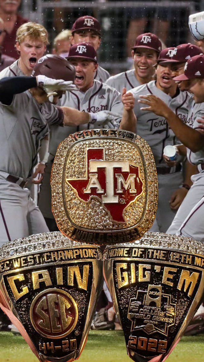 A huge thank you to @AggieBaseball and @CoachSchloss for the #AggieRing.

One of the many fond memories from 2022 that I will cherish.

#RELLIS #Pringles #Omaha #SECChamps