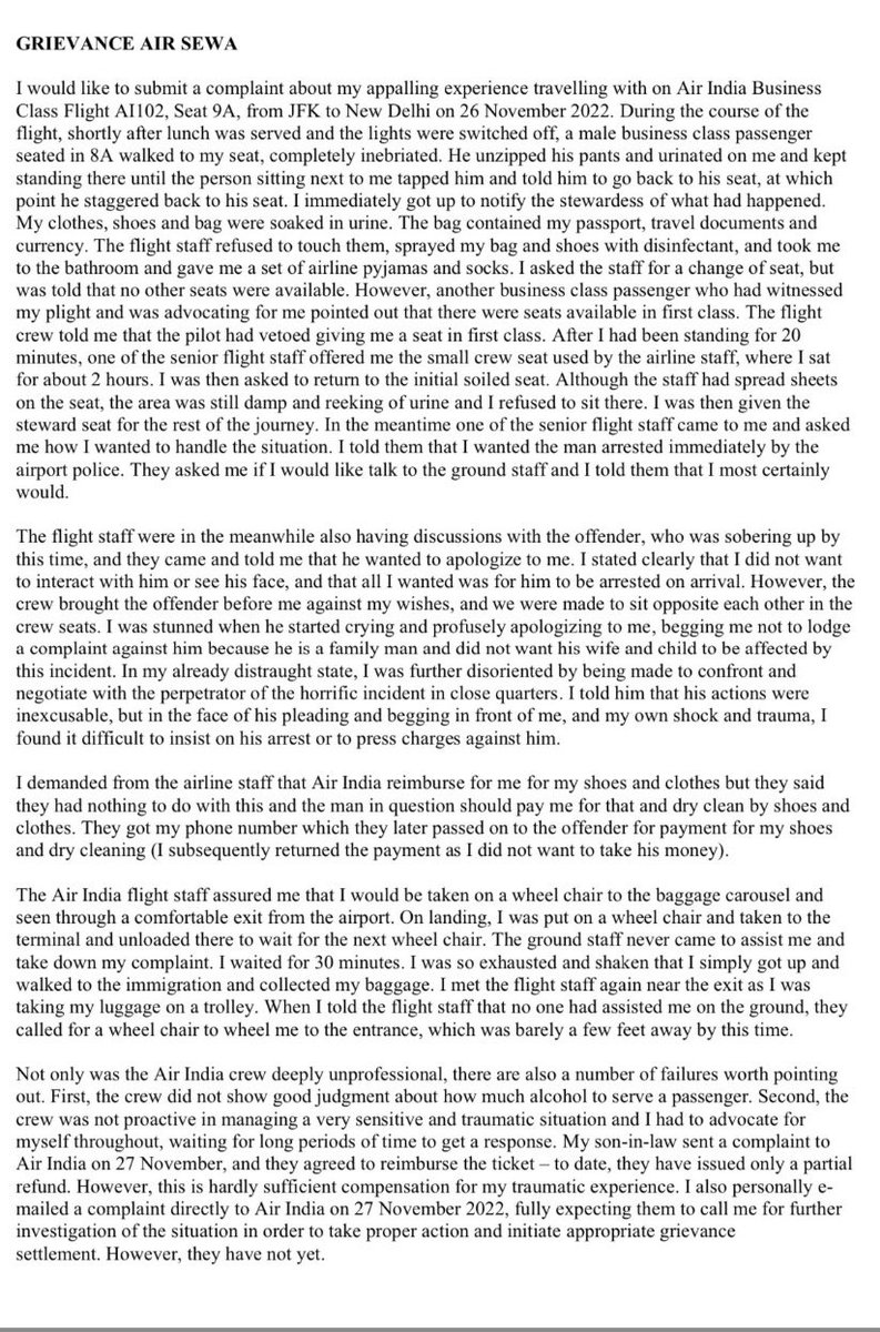 kparveen2005's tweet photo. How the #ShankarMishra behaved in #AirIndia and the #Staff https://t.co/kvVBD9ewNz
