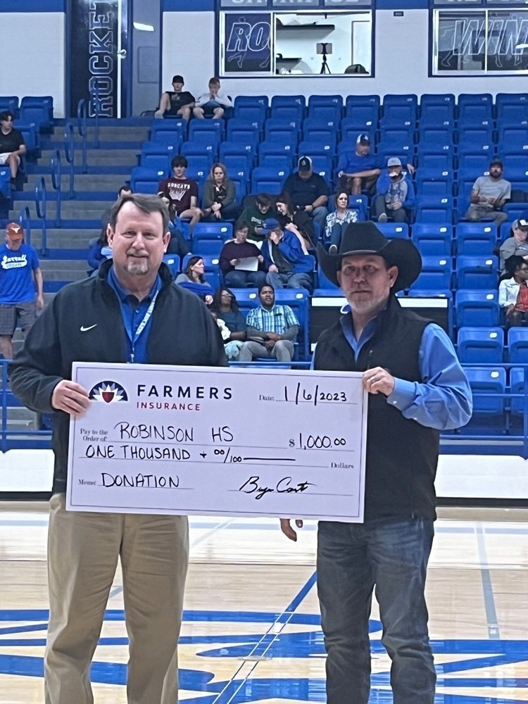 Thank you Bryan Carter Farmers Insurance Agency for supporting Robinson High School Athletics.