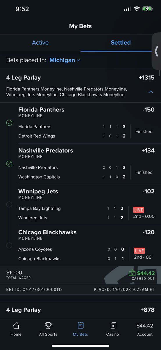 R_W_S6's tweet photo. Cashed out early on one…sweating the other🤡🤝 https://t.co/y52q4OYnLx