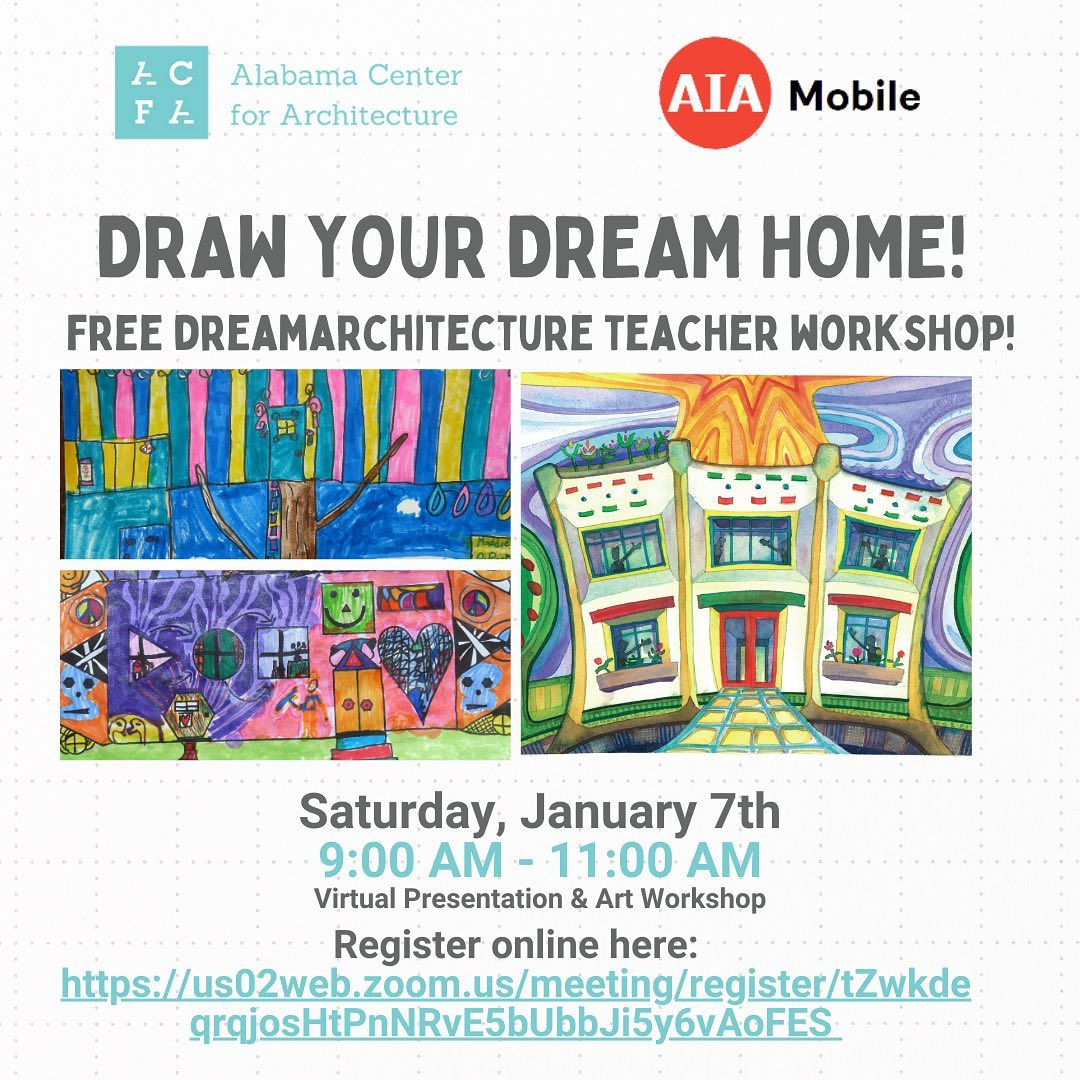 DeepSouthGREEN's tweet photo. The 27th annual dreamArchitecture Contest for K-5th grade is offering a free online teacher workshop tomorrow for teachers wanting to bring the theme into their classroom. AIA Alabama 
https://t.co/nbPq9Oj0Rh

#architectureforkids #architectureawareness https://t.co/bxTZRvkvRy