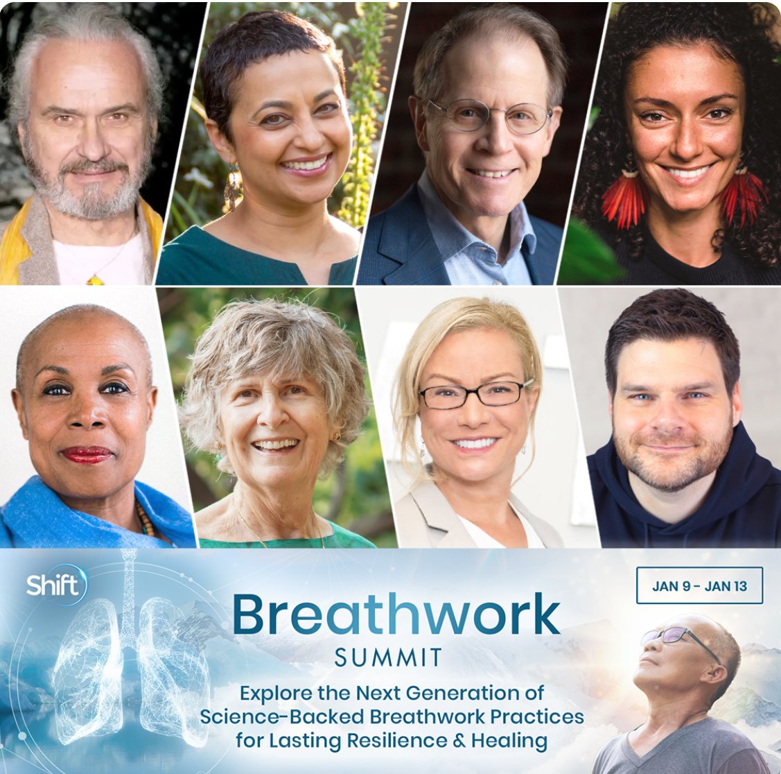 I’m thrilled to invite you to join this convergence of leading breathwork guides,who will equip you with best-practice methods to become a masterful breather.
FREE Online Event-Breathwork Summit
January 9–13, 2023- Click the following link to register: 
breathworksummit.com/?utm_medium=af…