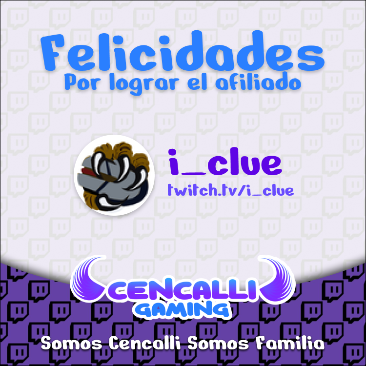 CencalliGaming's tweet photo. Familia, muy buenas noticias el mes pasado tuvimos la fortuna de que otro carnalito llegara a su afiliación, que gran logro y pues tu siempre has apoyado mucho, Gracias por permitirnos se parte de esta gran meta y que vengan muchas mas #SomosCencalliSomosFamilia #twitchaffiliate https://t.co/FhYLDHUGTd