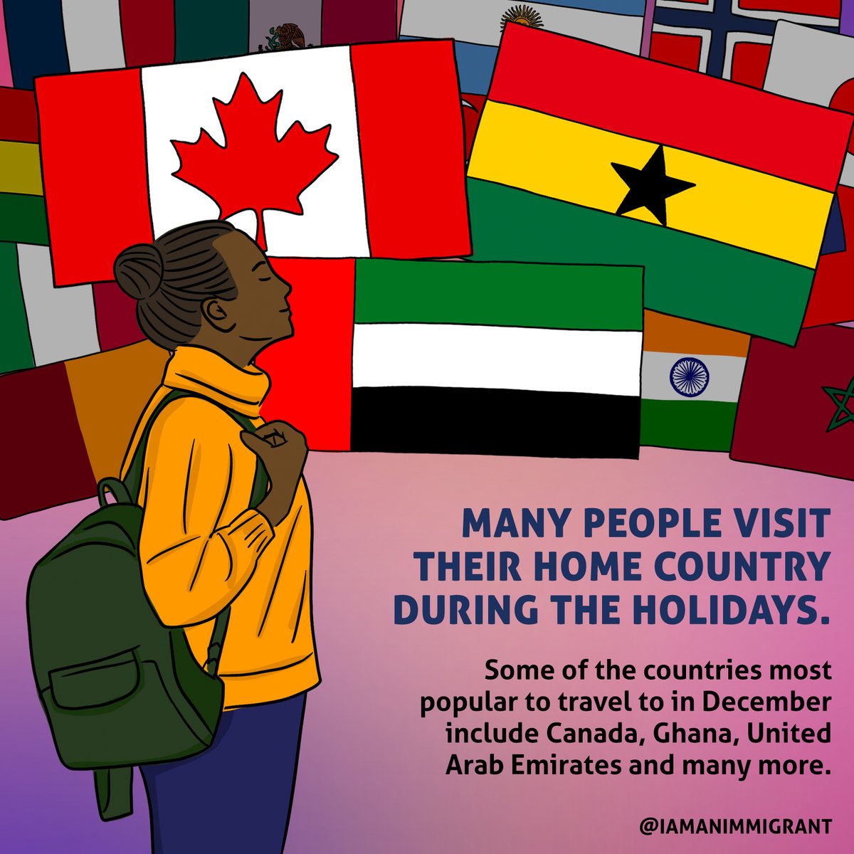 IAmAnImmigrant's tweet photo. Drop your country’s flag below and tell us what you do when you visit the motherland ⬇️ #Travel #ISWI https://t.co/Ws5Z9efTWA