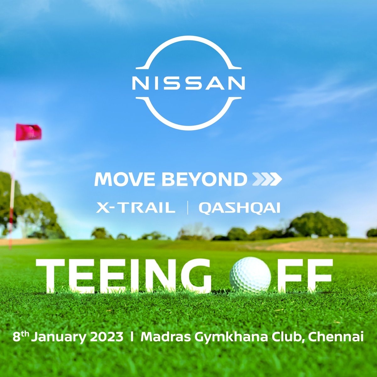 The Move beyond Golf Tournament Tees off in Chennai on the 8th January, 2023. Stay Tuned for all the action and glimpses of the global SUVs Nissan X-Trail and Nissan Qashqai. #nissanindia #movebeyond