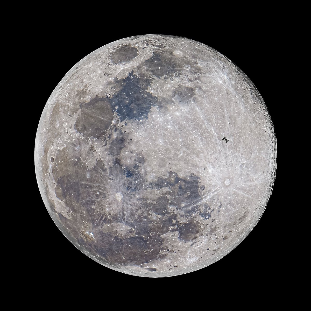 The International Space Station transits the full moon in 0.66 seconds just after 10:00 p.m. ET this evening, as seen from central Florida