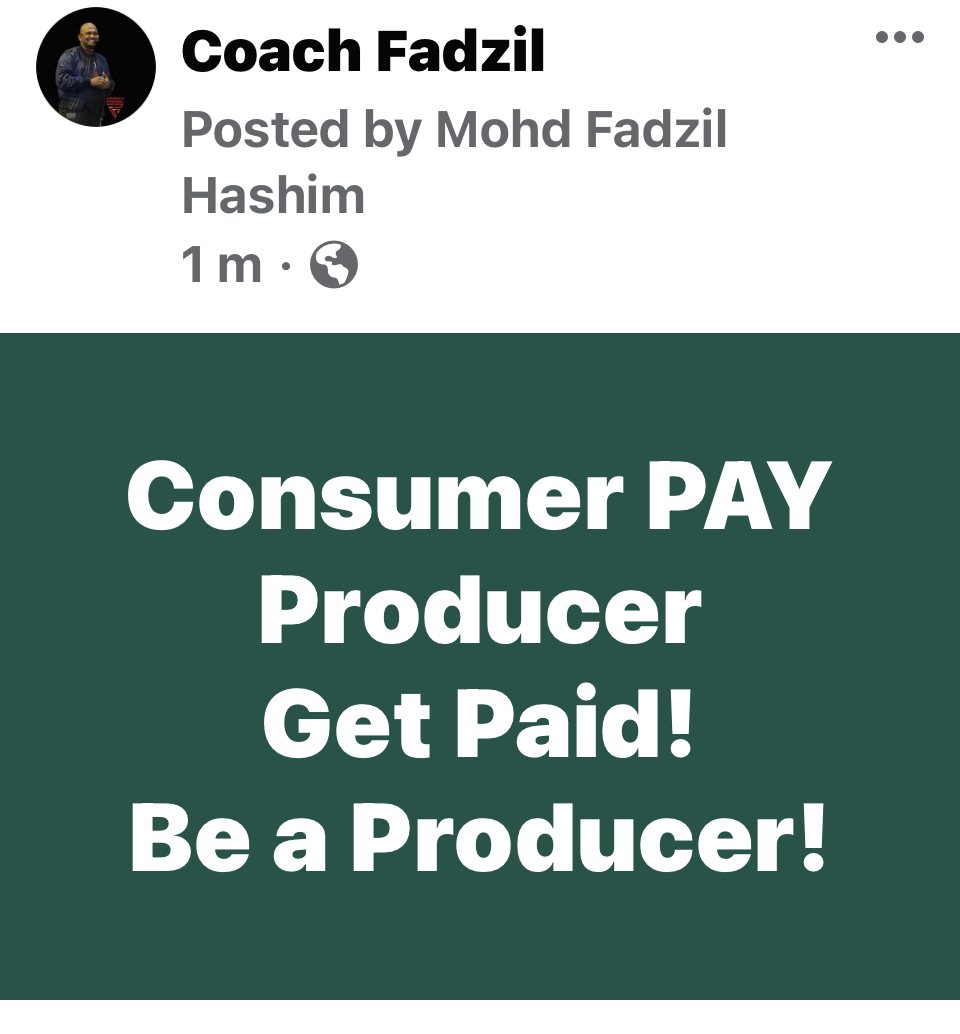 CoachFadzil's tweet photo. Consumer PAY
Producer
Get Paid!
Be a Producer! #CoachFadzil #CFGOLD #QuantumMetal #TipsKekayaan #FinancialFreedomBlueprint #InvestBeforeSpending #Investment https://t.co/mUC33xWjVM