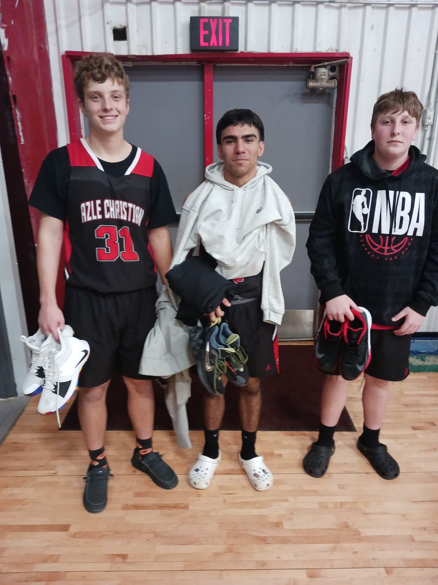 Noah's first basketball game after breaking his collarbone in football playoffs. Great to have 3 of my sons on court at same time!