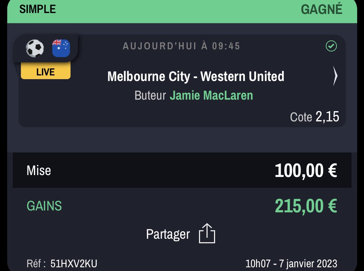MaxJayz's tweet photo. Pour fêter ce 🧨LIVEBET🧨 le plus rapide de l’histoire, j’offre 20€ si Maclaren claque le doublé ⚽️⚽️

Pour participer:
➡️RT ce tweet
➡️Me follow
➡️Dire Vive Maclaren en commentaire

Tirage au sort à midi si c’est validé!

#TeamParieur #Maclaren #ALeague https://t.co/HuojlyRPpk
