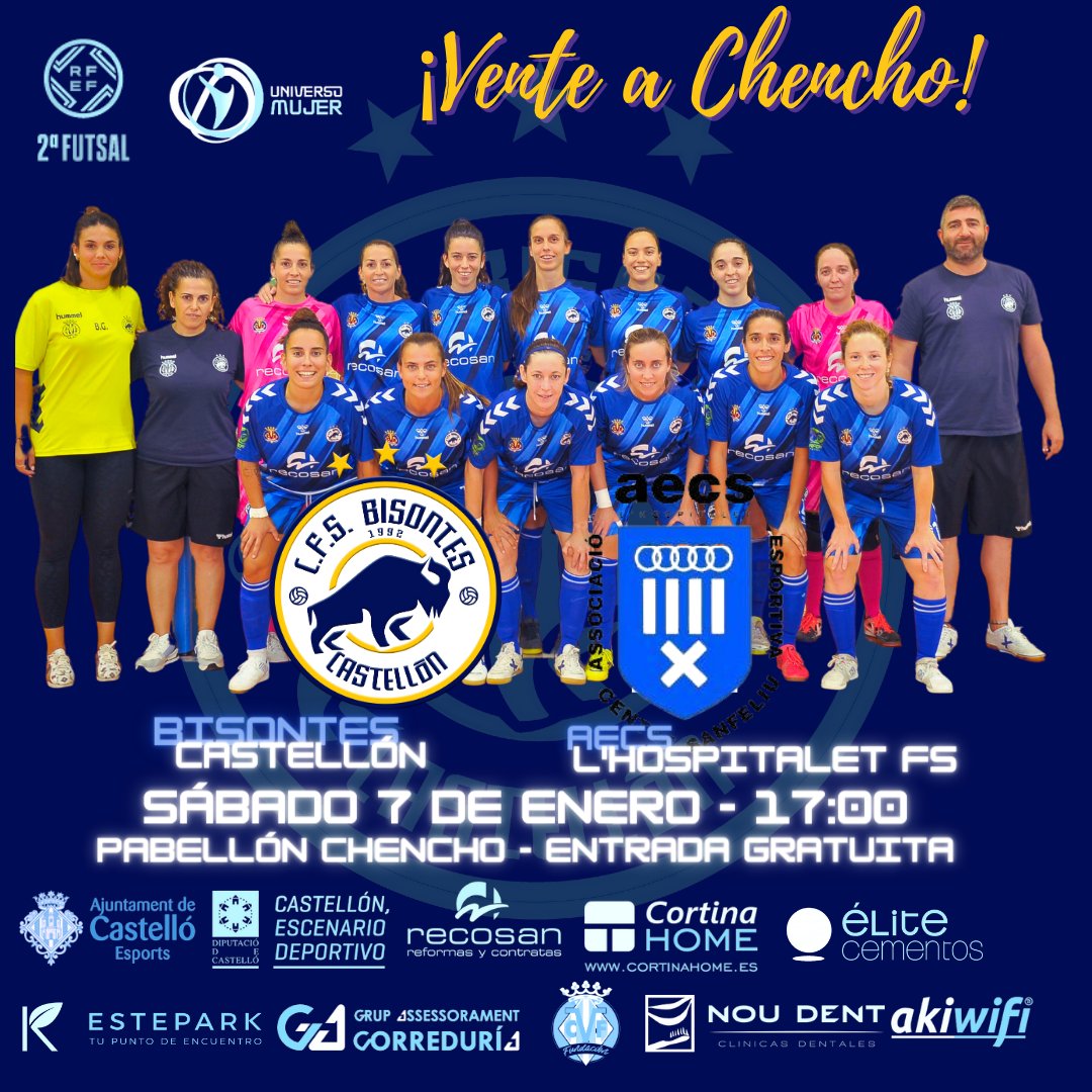 femecastellon's tweet photo. 🔥VUELVE LA LIGA🔥
Tras el parón navideño hoy volvemos a competir.

🏟️ Pab. Chencho
⏰ 17:00h
🆚 @aecslh1986 

💙🦬
#VamosBisontes #Castello #CSEscenarioDeportivo #LEsportMouCastello #Bisontas♀️ https://t.co/z1RWZoqjjd