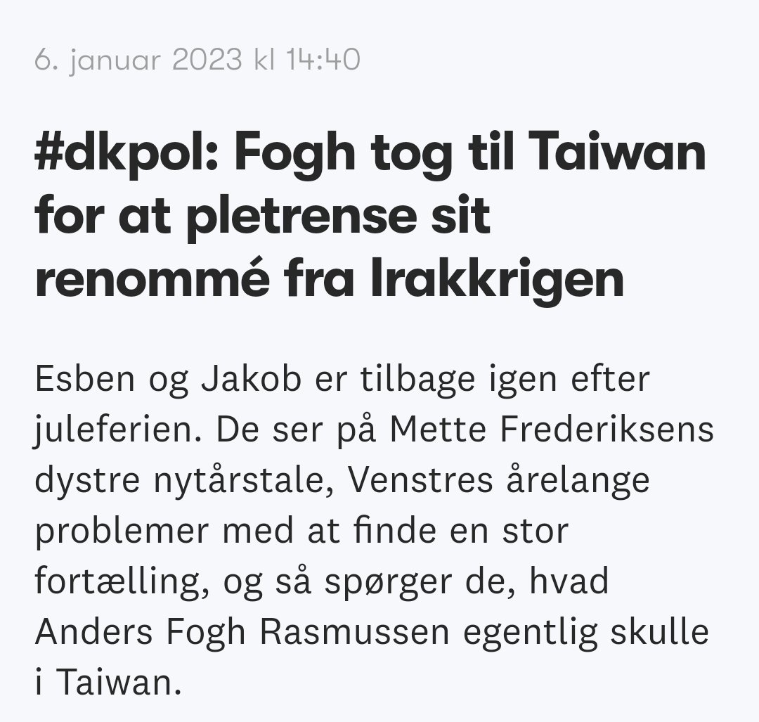 RoedhaaretType's tweet photo. Jeg kender ikke til rengøringsmidlerne i Taiwan, men de må dælenfløjteme ligge inde med noget kras skruecreme, hvis det skal lykkes
#dkpol #Fogh #Irak
https://t.co/KE97Wh9YN0 https://t.co/itnx9l2B7F
