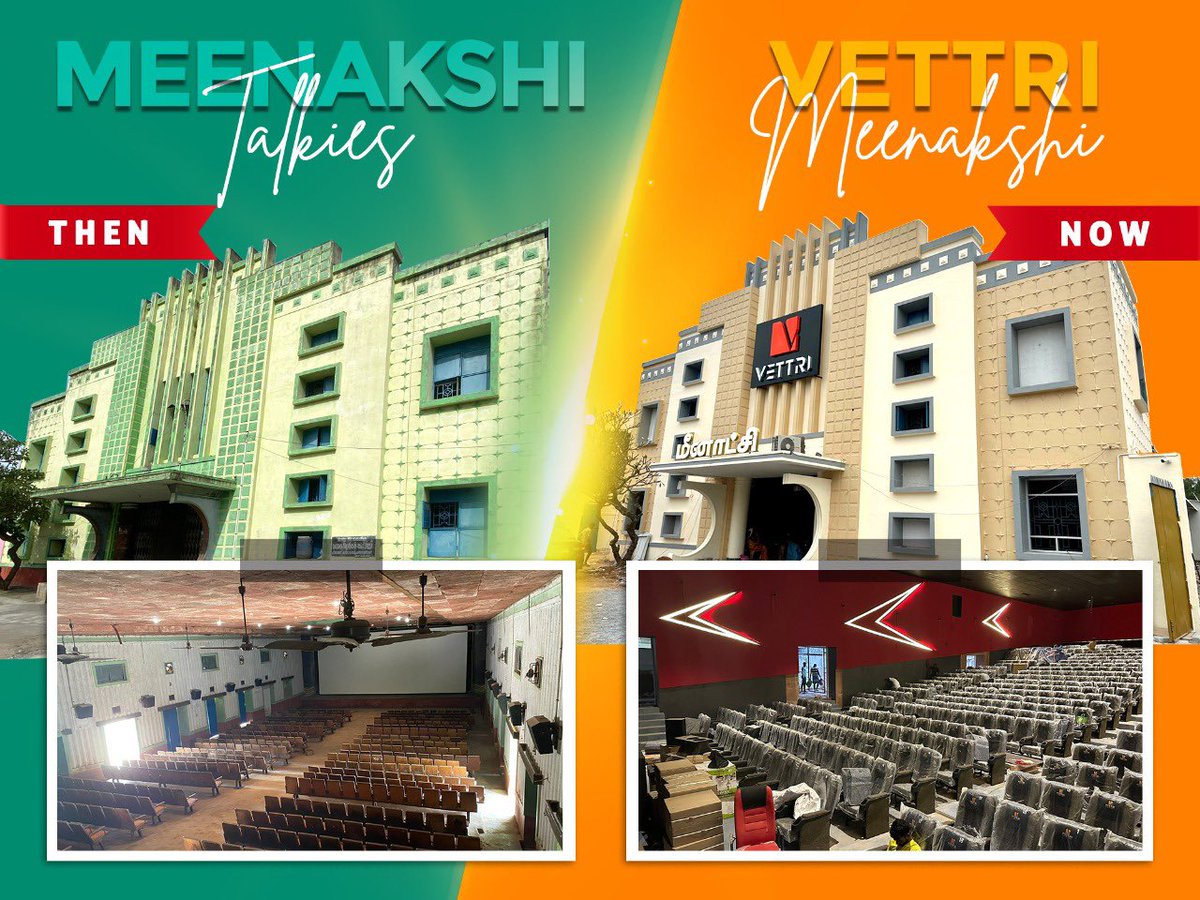 VettriTheatres's tweet photo. The Big News is Here ! 
#Vettri is expanding with our first project in Tindivanam ! 

#MeenakshiTalkies will now be powered by Vettri &amp; is all set to open on 11th with #Thunivu &amp; #Varisu 💥

This will be the only theatre between Tambaram &amp; Trichy Belt to have both RGB &amp; Atmos 🔥 https://t.co/0qzxSu5omv