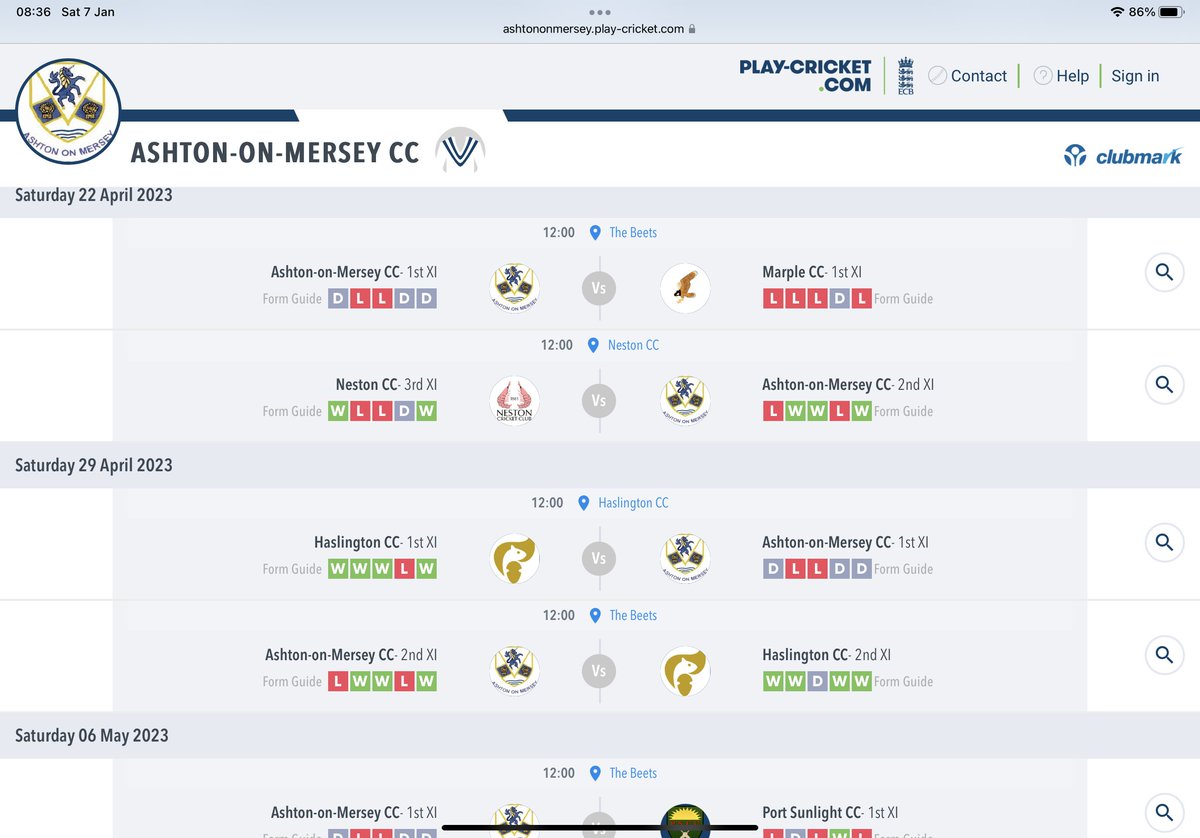 Ashton on Mersey CC (@aomcc) on Twitter photo FIXTURES 2023****
Firsts start at home to <a href="/marplecc/">Marple Cricket Club</a> followed by an away game at <a href="/HaslingtonCC/">Haslington CC</a>
Seconds away first up at <a href="/Neston_CC/">Neston Cricket Club</a> with a home game against <a href="/HaslingtonCC/">Haslington CC</a> next up
Only 15 weeks to go FIXTURES 2023****
Firsts start at home to <a href="/marplecc/">Marple Cricket Club</a> followed by an away game at <a href="/HaslingtonCC/">Haslington CC</a>
Seconds away first up at <a href="/Neston_CC/">Neston Cricket Club</a> with a home game against <a href="/HaslingtonCC/">Haslington CC</a> next up
Only 15 weeks to go
