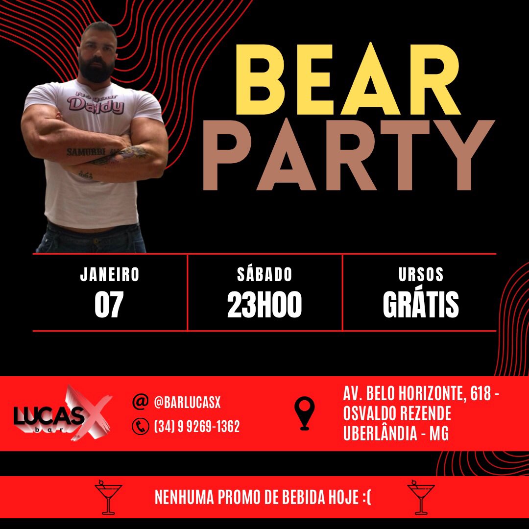 lucasxsexbar's tweet photo. Hoje é dia da maior festa do Lucasx 🐻🐻🐻🔥🔥🔥

Vem que a BEAR PARTY te espera às 23h com muita putaria até o amanhecer.

Ursinhos, a entrada de vocês é por conta da casa rsrs 🐻🐻🐻🐻 https://t.co/PtfU9DZBgo
