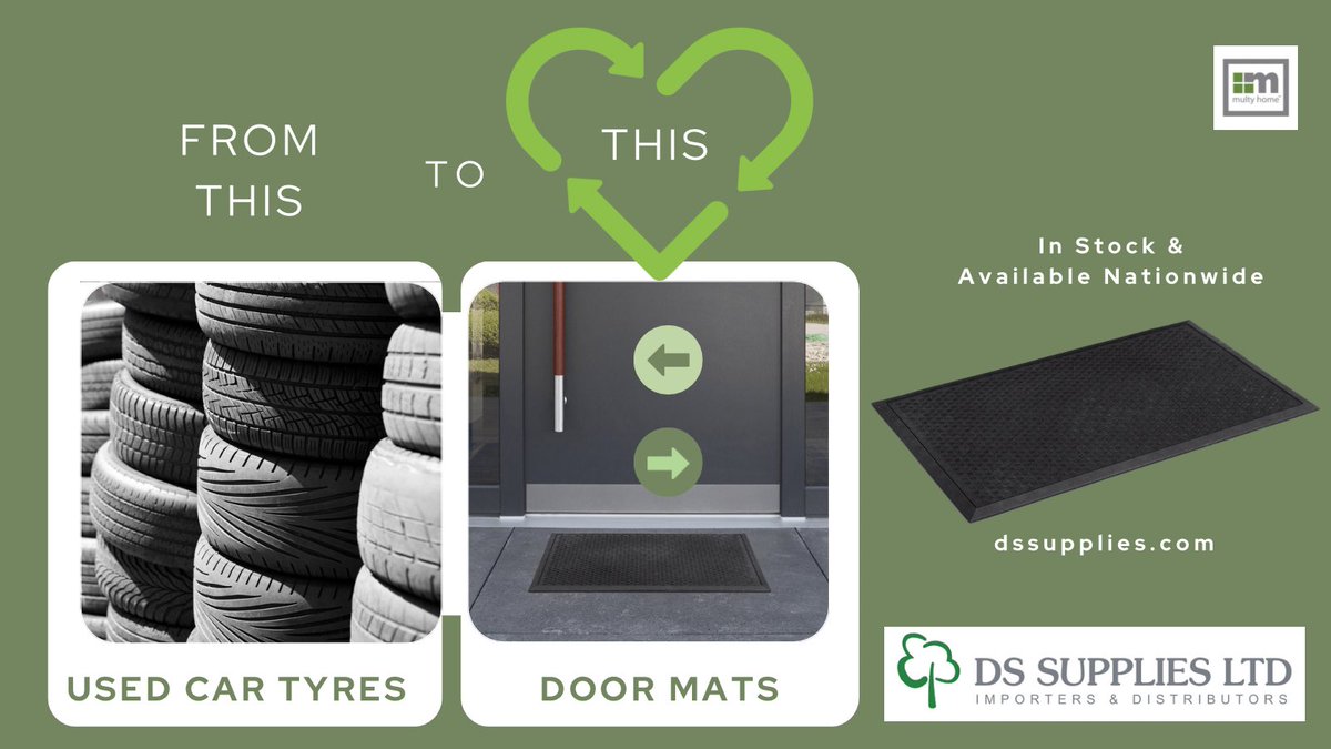 Heavy duty doormats made from recycled car tyres ✔️ now in stock, retail enquiries to megan@dssupplies.com #dssupplies #ecofriendly #doormats #safetymatting #multyhome #diy #HomeSweetHome #gardencentres #homedecor